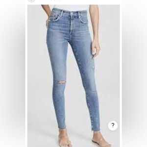 Agolde Sophie High-rise Distressed Raw Hem Denim Jeans Size 25